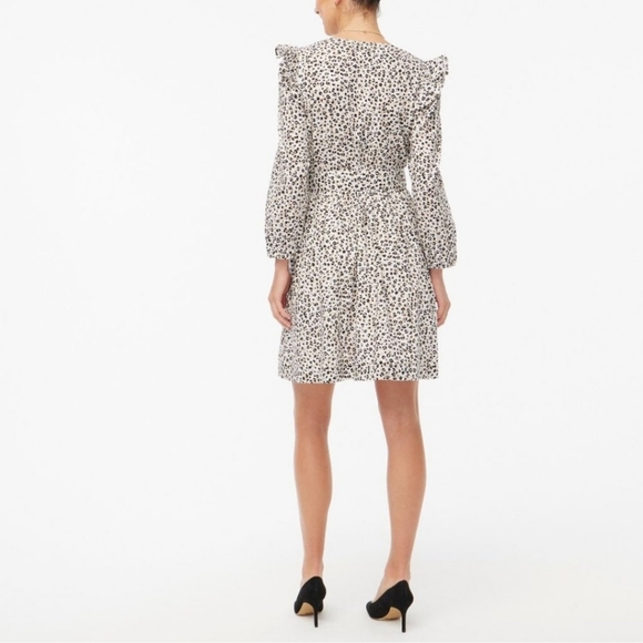 J. Crew v-neck ruffle animal black/tan print Size XXS - Picture 2 of 11